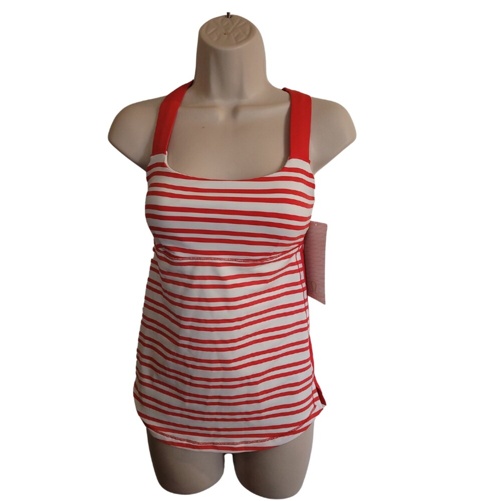Lululemon Track and Train Red/White Striped Tank Top Size 4
